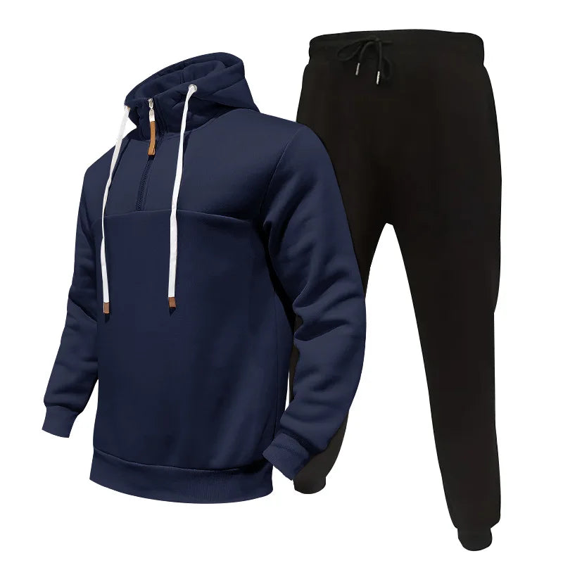 Men's Loose Hoodie Set with Thickened Casual Jacket and Long Pants for Autumn and Winter ensembles de sport deportes - Colouronova