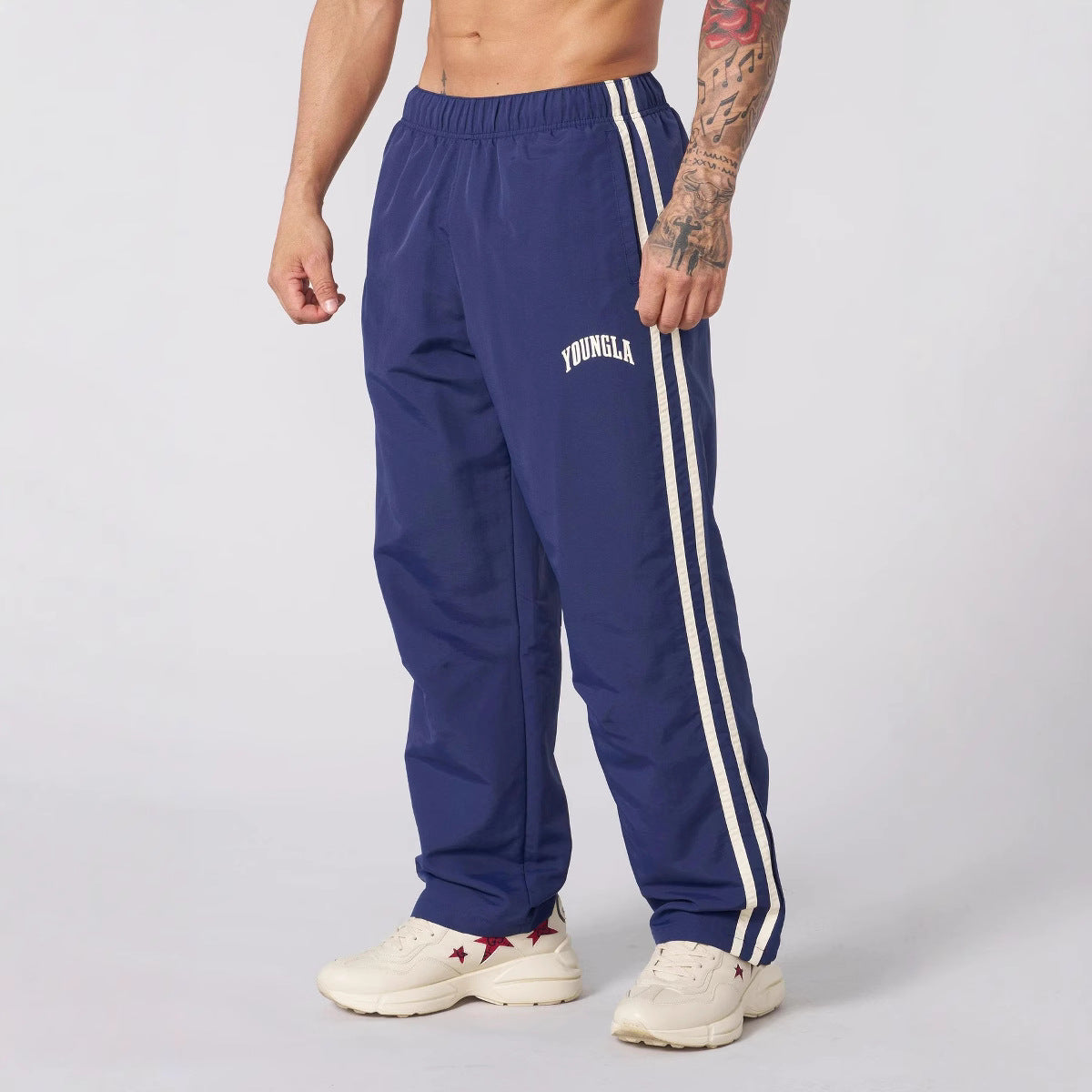 Double-strip stitched printed casual pants Colouronova