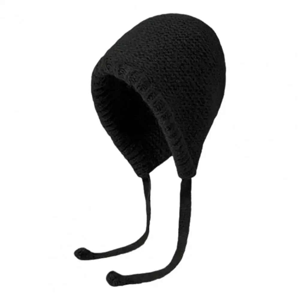 Y2K Cute Beanies Autumn Winter Women Warm Japanese Knit Hat Pile Caps Windproof Ear Protection Tie Pullover Hat Gorro Bonnet
