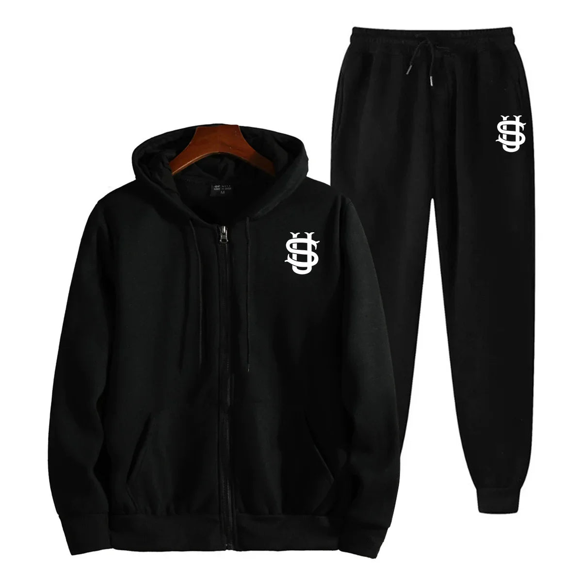 2025 Autumn/Winter men's printed hooded zipper sweatshirts and jogging pants, gym, running, day sportswear sets - Colouronova