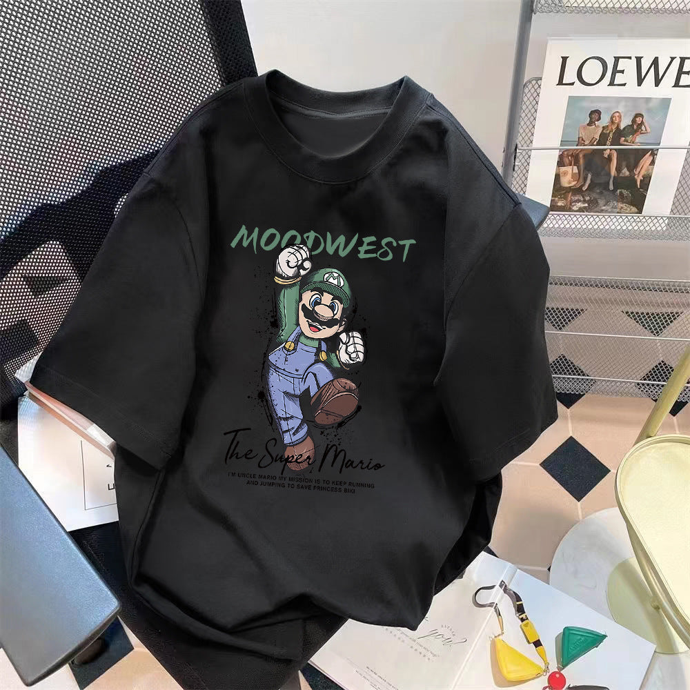 Trendy Summer Bear Print Loose T-Shirt Colouronova