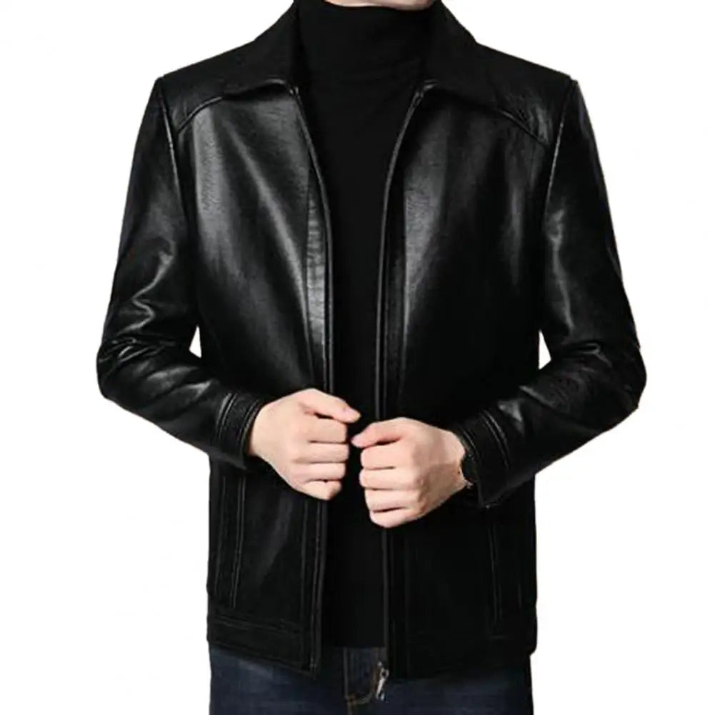 Men Leather Suit Jacket Slim Blazer Pu Coat Fashion Leather Jacket Streetwear Casual Blazer Jackets Male Outerwear Zipper Coat - Colouronova