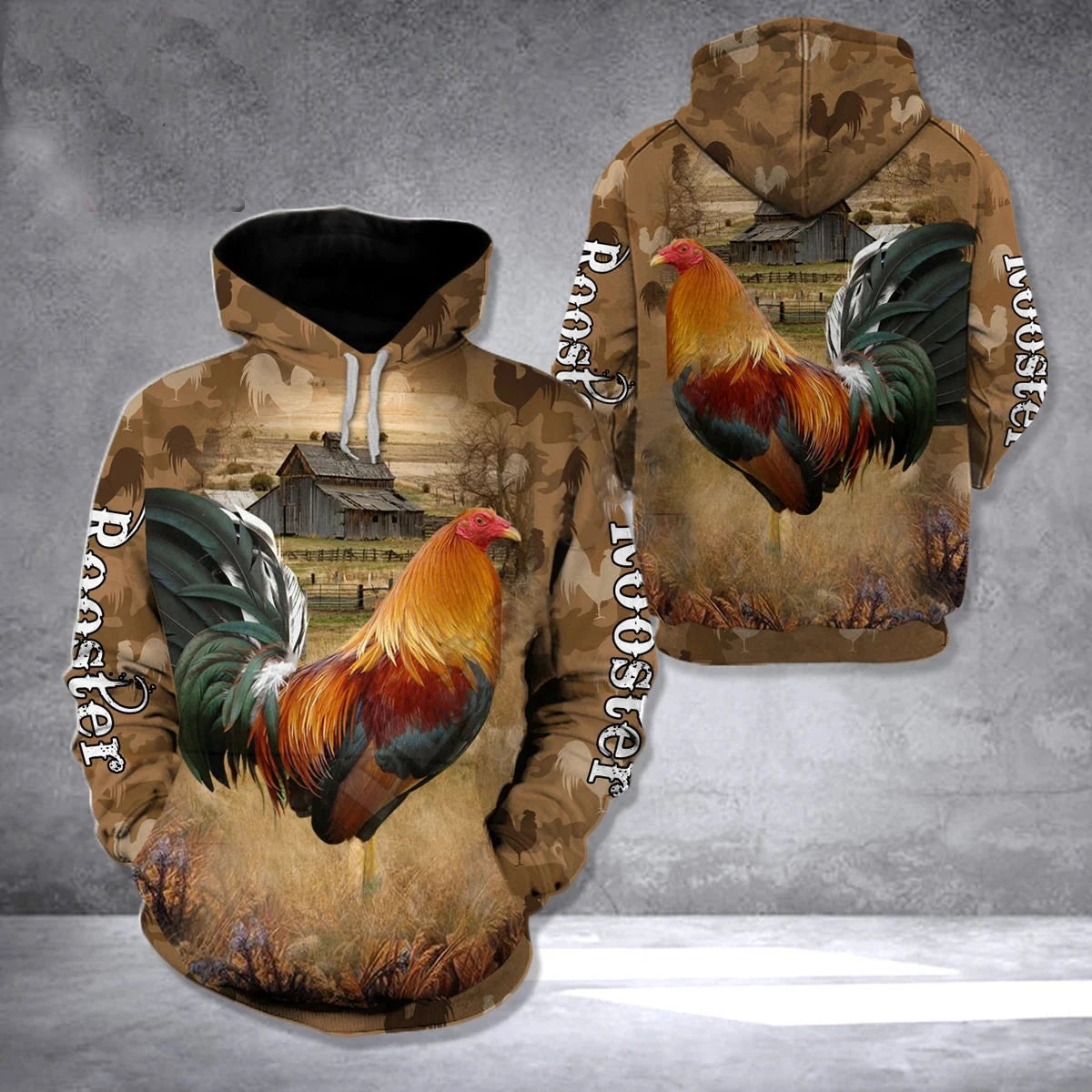 2022 Man's Hoodie Camo Animals Rooster Autumn Pullover New Fashion Tracksuit 3D Print Casual Hoodies - Colouronova