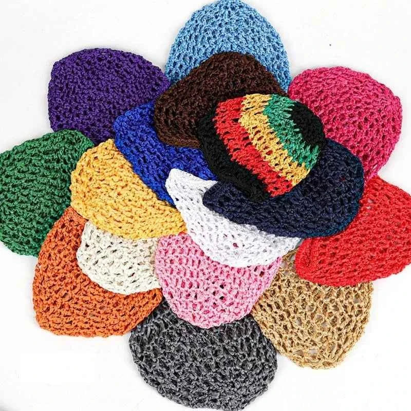 R1WE Hollowout Crochet Brimless Hat Simple Skull Cap Breathable Knitted Hat for Autumn Winter Fashion Hair Net Sleep Headwear