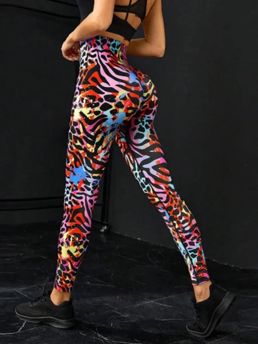 New Tye Die Seamless Yoga Pants 3D Printed Women High Waist Lifting Hip Honey Peach Hip Fitness Gym Leggings Running Sport Pants Colouronova