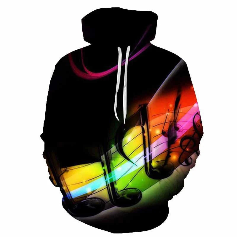Rock DJ Concert Musical Instrument Note Violin Microphone 3D Print hoodies Men/Women Tracksuit autumn and winter funny Clothes Colouronova
