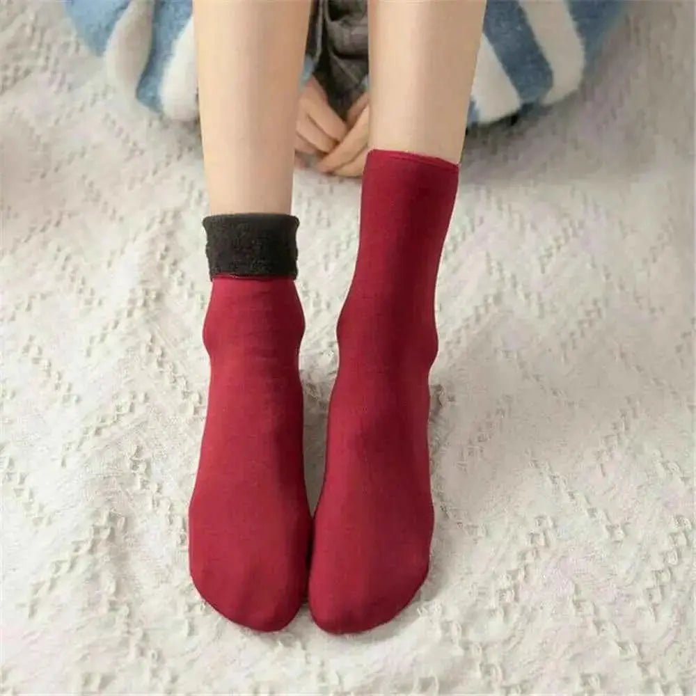 Winter Fleece Socks Women Thermal Cashmere Wool Warm Thicken Socks Snow Velvet Boots Solid Color Home Floor Calcetines Mujer