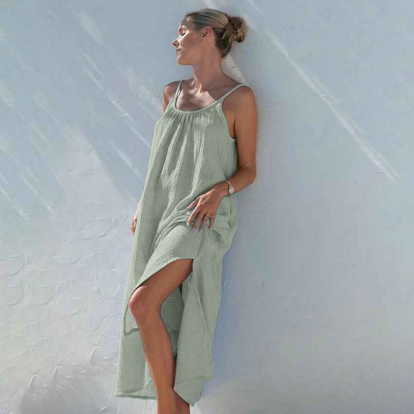 Womens Cotton Sling Nightdress Long Dress