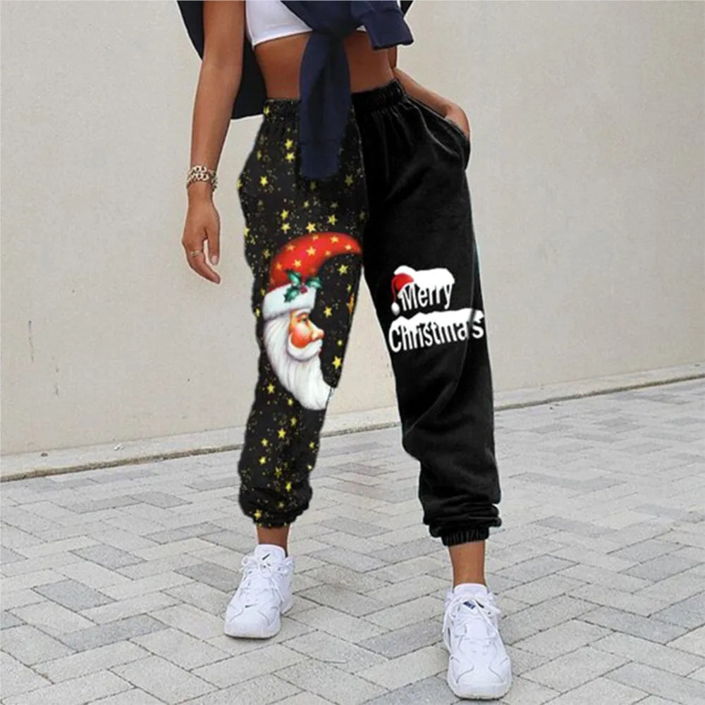Christmas Printed Pants For Autumn Winter New Women Loose Fitness Sports Haren Pants Temperament Checkered Trousers Pantalones - Colouronova