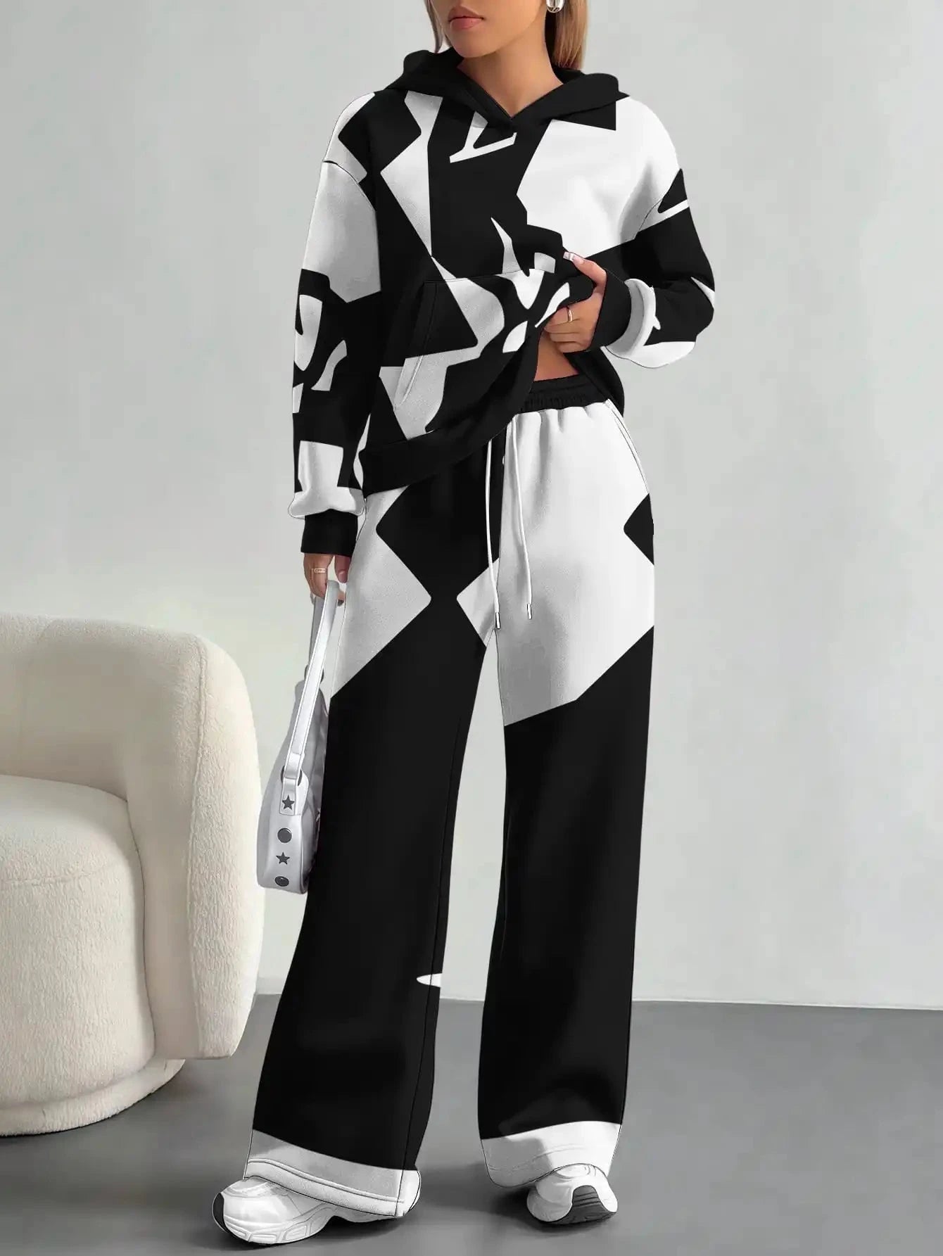 Foreign trade flame splicing printing new hot style 2025 new pink gradient fashion casual European and American women's suit Colouronova