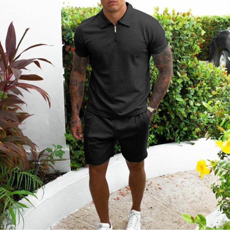 Short-sleeved lapel shorts Colouronova