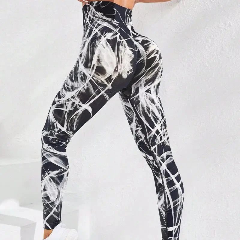 New Tye Die Seamless Yoga Pants 3D Printed Women High Waist Lifting Hip Honey Peach Hip Fitness Gym Leggings Running Sport Pants Colouronova
