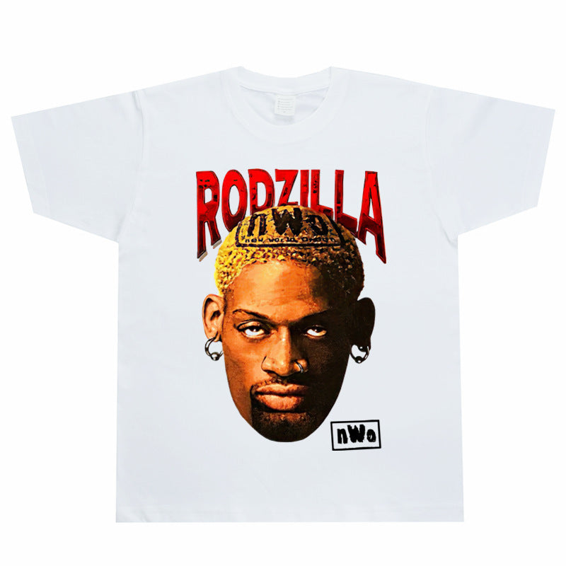 Vintage Basketball Player Print Cotton T-Shirt Colouronova