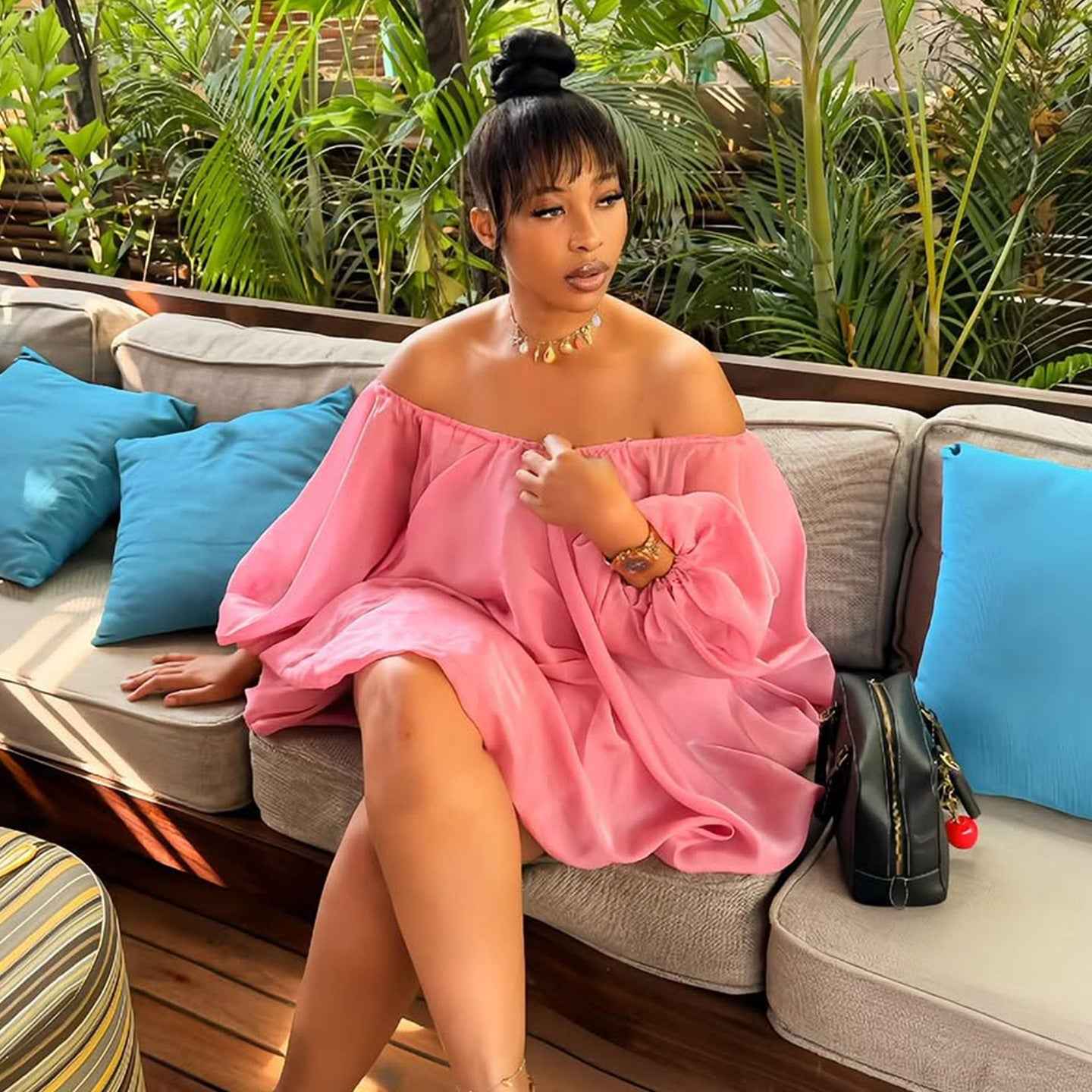 Off-Shoulder Puff Sleeve Dress