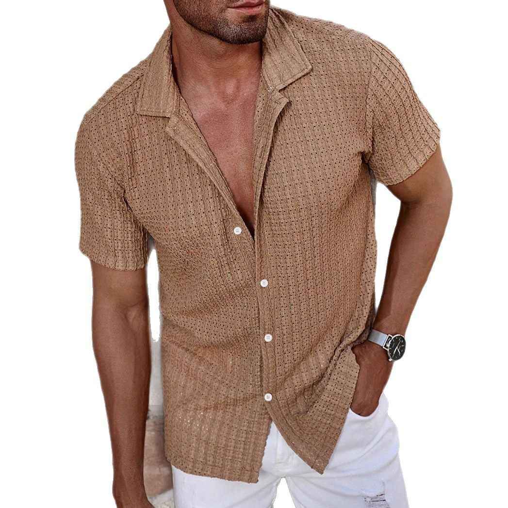 Collared short-sleeved casual shirt