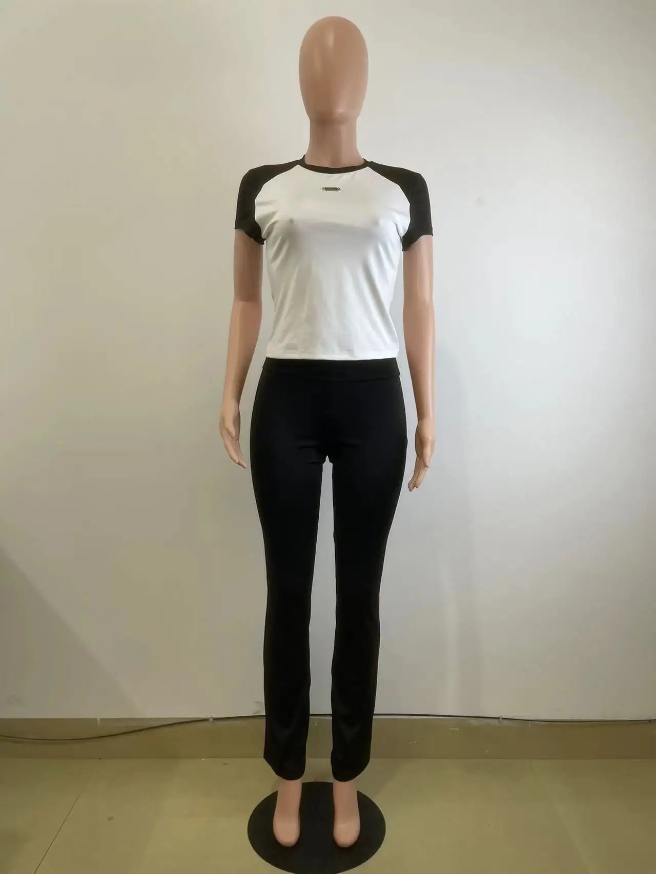 Pant Set Women Two Piece Sets Y2k Streetwear Short Sleeve Tops Long Pants Bodycon Jogger Yoga Matching Sets Sportswear Spring - Colouronova