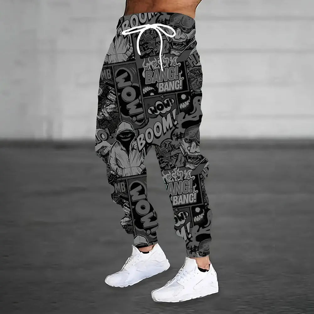 Winter New Thick Warm Pants 2026 New Fashion 3D Flame Print Sweatpants Men Large Size Loose Casual Pocket Drawstring Sweatpants - Colouronova