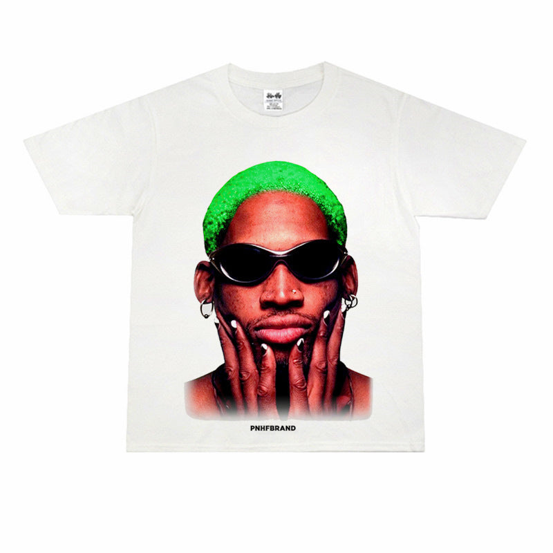 Vintage Basketball Player Print Cotton T-Shirt Colouronova