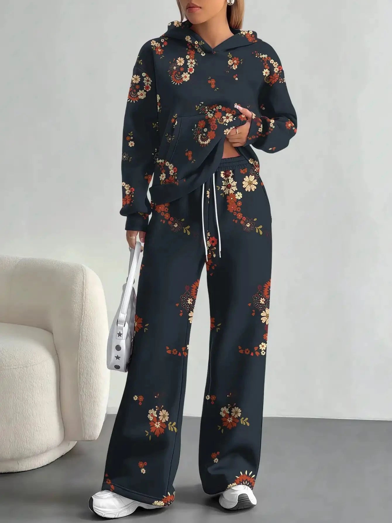 Splicing foreign trade 2025 floral pattern new hot style autumn and winter new fashion casual European and American suits for Colouronova