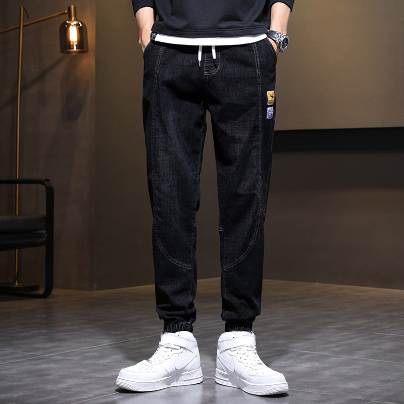 Men's Drawstring Straight-Leg Fleece Jeans Colouronova