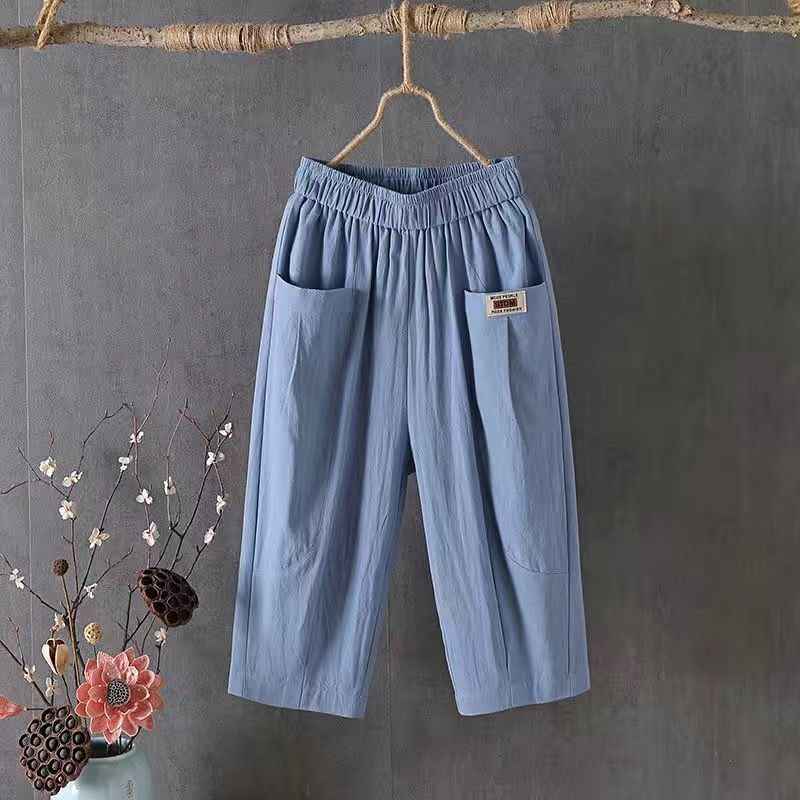 Women's cotton and linen capri pants