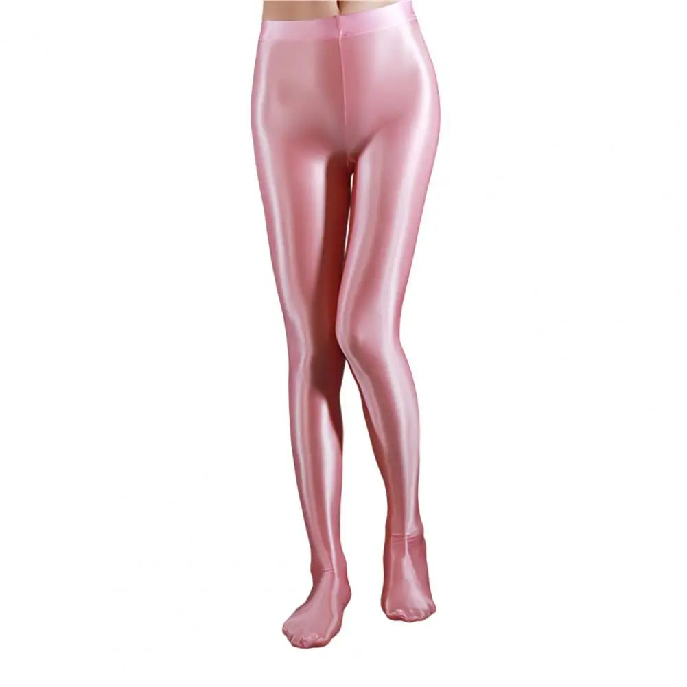 Stage Performance Leggings Glossy Shiny High Waist Fitness with Socks Stage Show Skinny Yoga Trousers Women Clothing - Colouronova