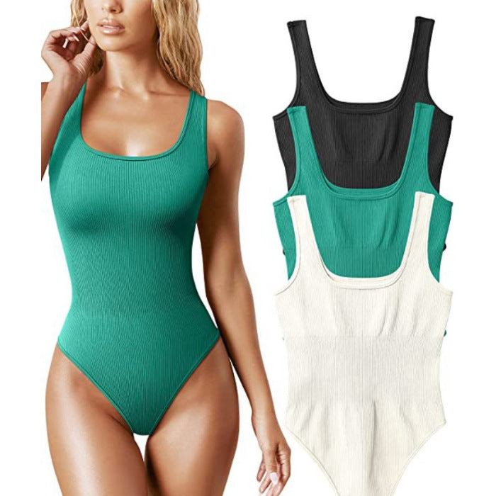 Womens U-Neck Sleeveless Jumpsuit Colouronova