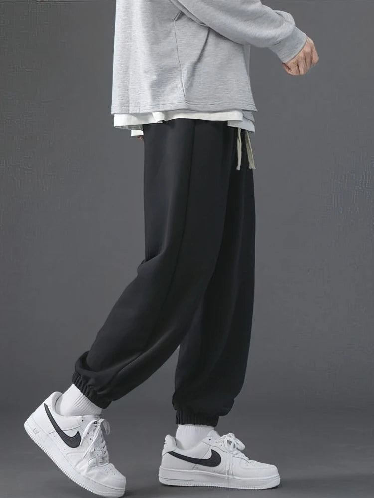 Fall Winter Fleece Thick Sweatpants Men Casual Gray Black Warm Jogger Pants Spring Baggy Wide leg Sport Thermal  Trousers - Colouronova