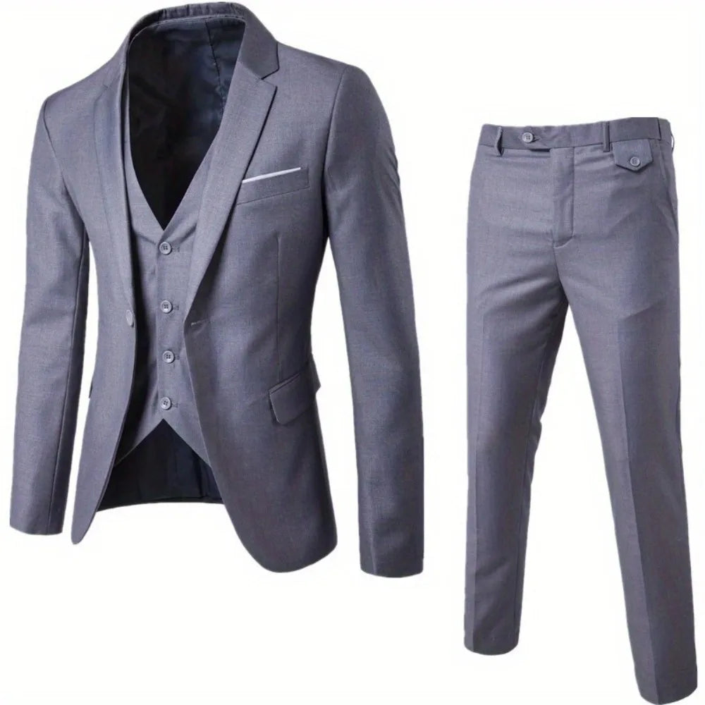 2025 All Season Business Casual Three Piece Suit for Men Groom and Groomsmen Wedding Suit - Colouronova