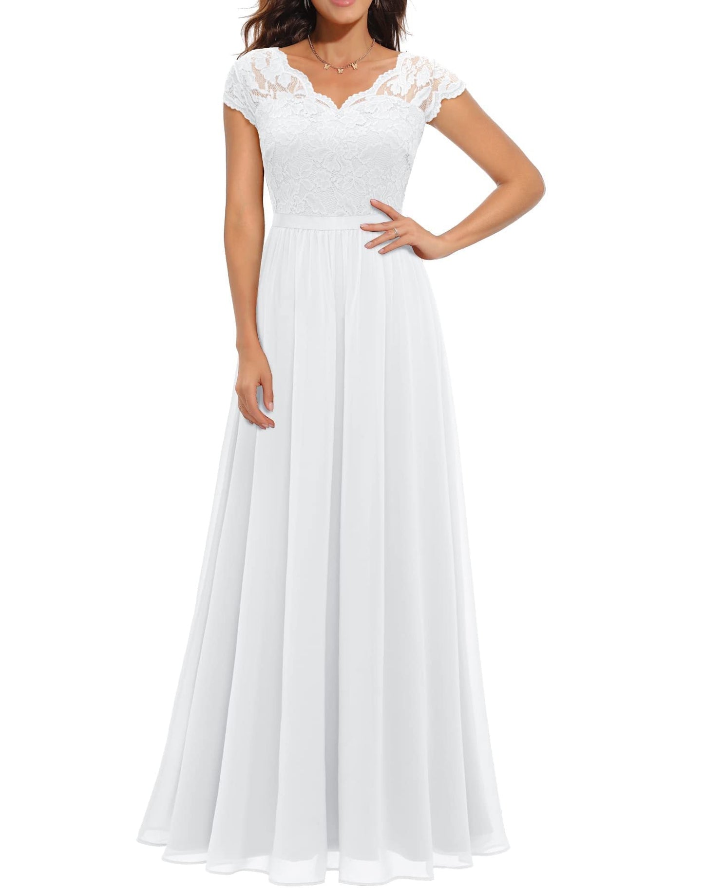 Lace Splicing Long Waist-Cinching Dress Colouronova