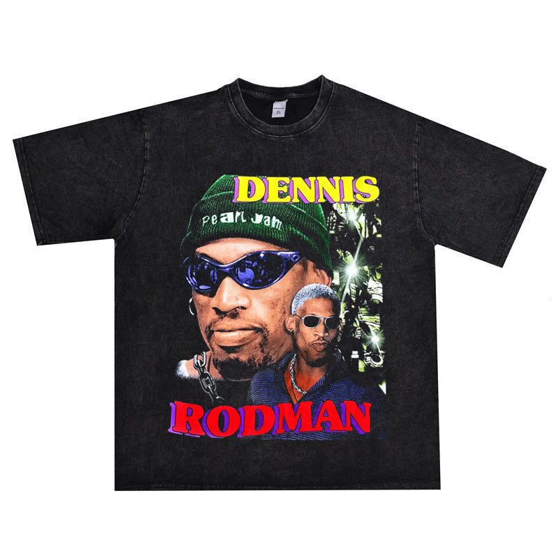 Vintage Basketball Player Print Cotton T-Shirt Colouronova