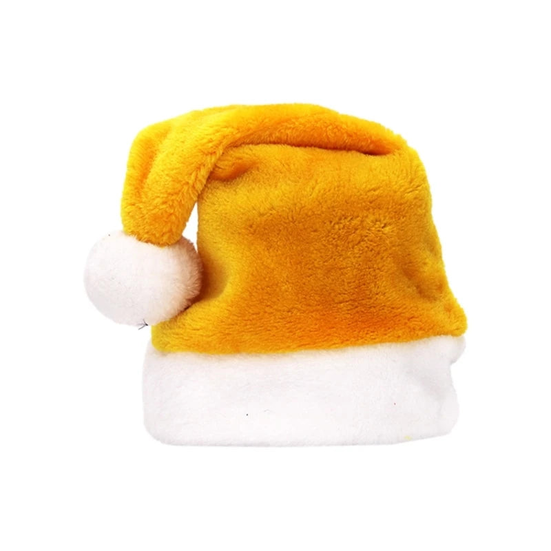 X90F Carnival Santa Claus Thicken Beanie with Pompom Multi Color Adult Warm Velvet Christmas Hats for Women Men Kids Gift - Colouronova