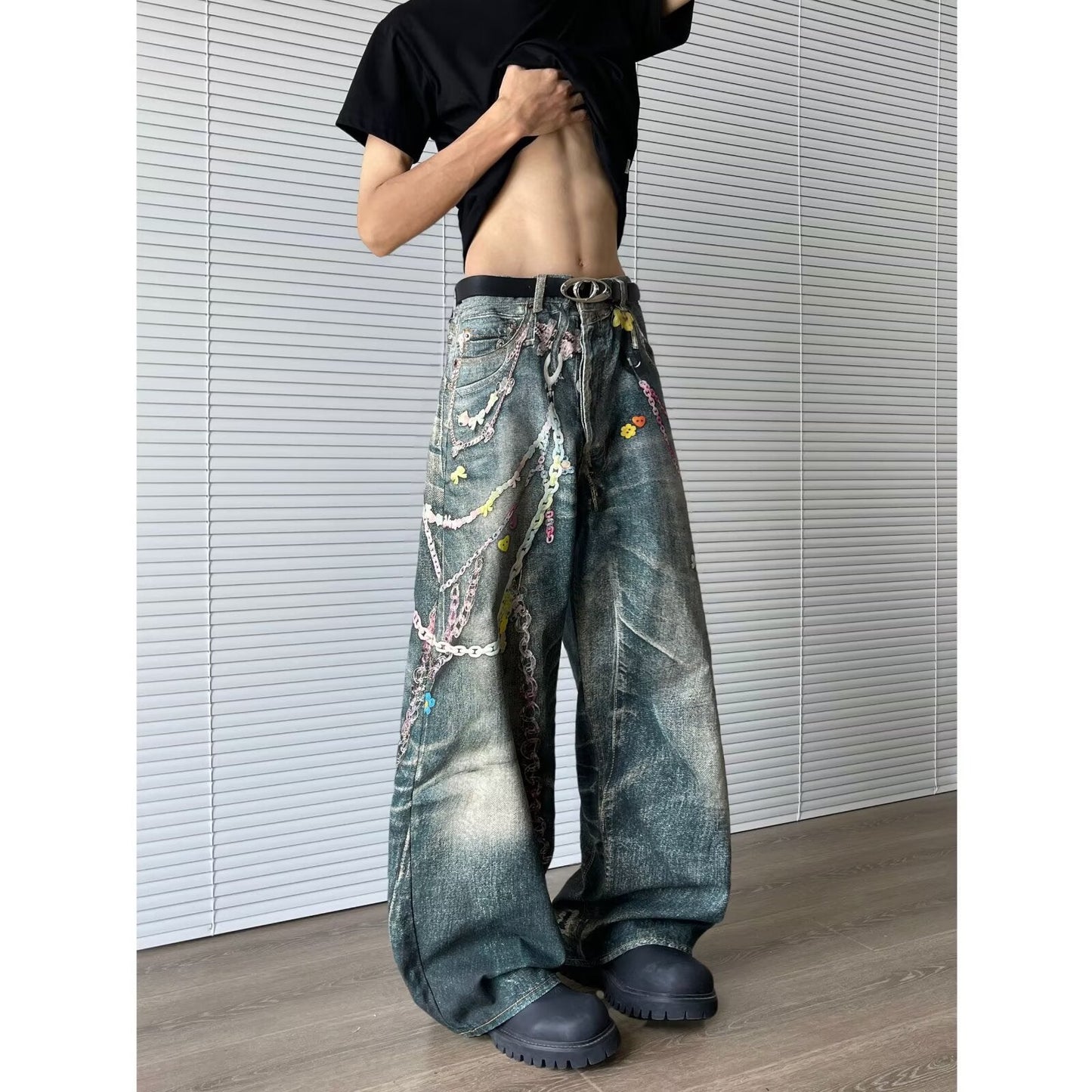 American-style retro floor-length pants Colouronova