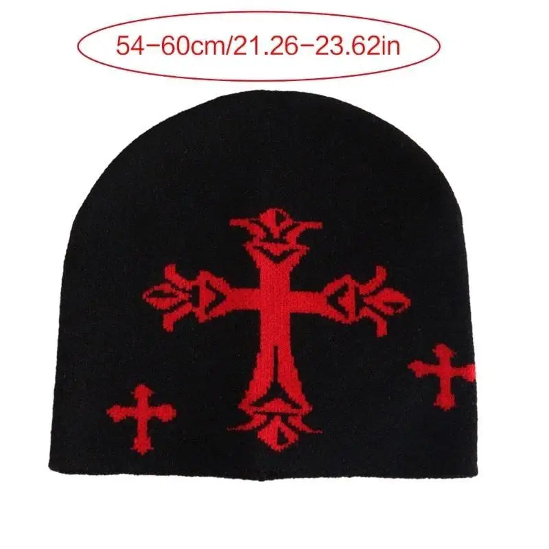 652F Y2K Knit Beanie Hat for Women Men Stretchy Jacquard Hat Handmade Crochet Bonnet Hat Kpop Dancing Hat Skull Cap - Colouronova