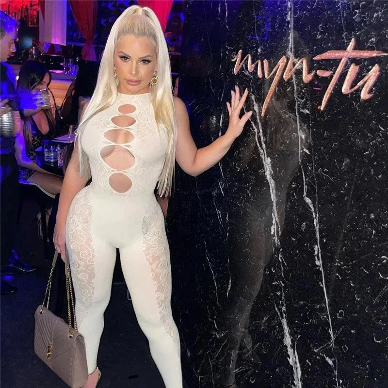 Sleeveless Hollow Out Black Transparent Party Home Jumpsuits New Women's Sexy One-piece Home Party Fun Sexy Party Bodysuit - Colouronova