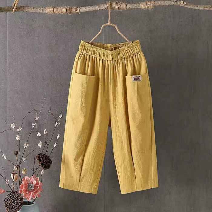 Women's cotton and linen capri pants