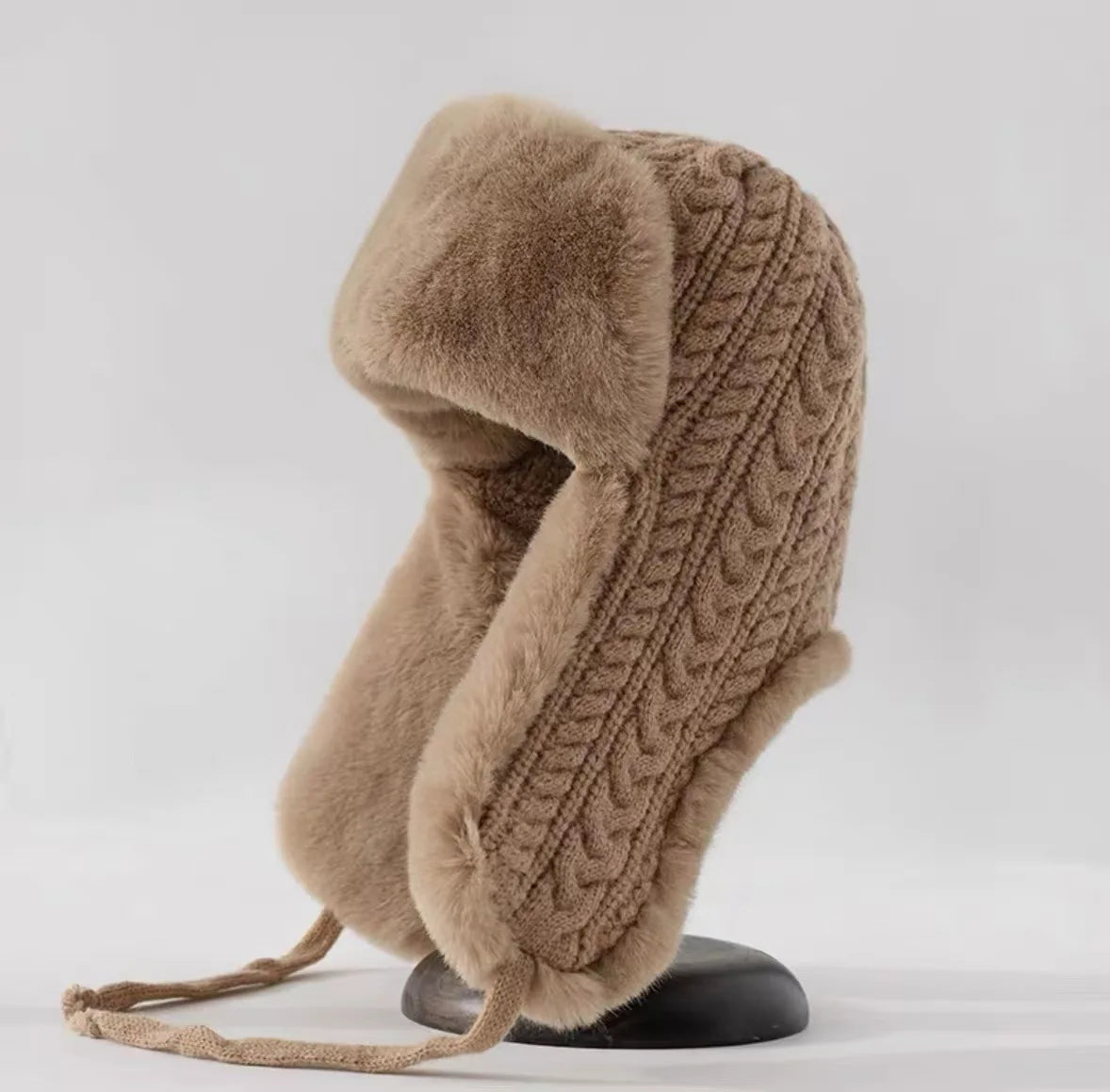 Women Winter Knitted Ear Flap Hat Extended Long Thermal Windproof for Cycling Skiing Cold Weather Unisex Thick Beanie - Colouronova