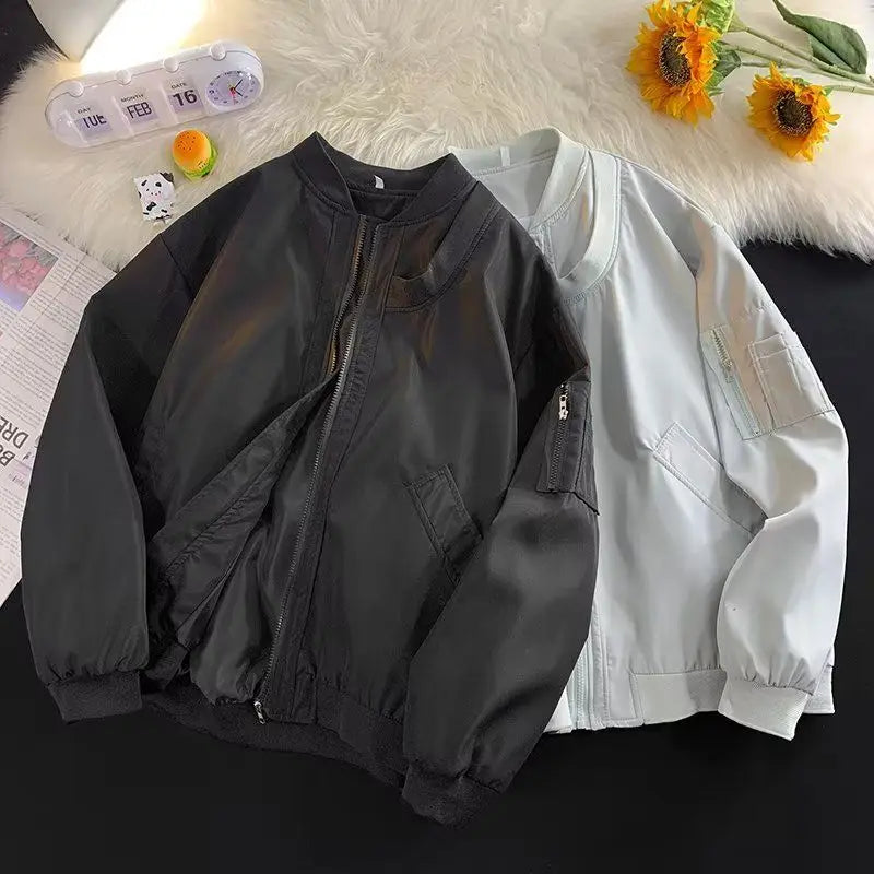 Autumn Men's Lightweight Windproof Bomber Jacket Outdoor Spring Windbreaker Zipper Unisex Jacket Handsome Loose Baseball Jacket - Colouronova