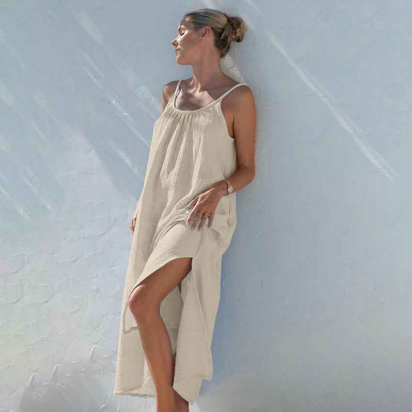 Womens Cotton Sling Nightdress Long Dress