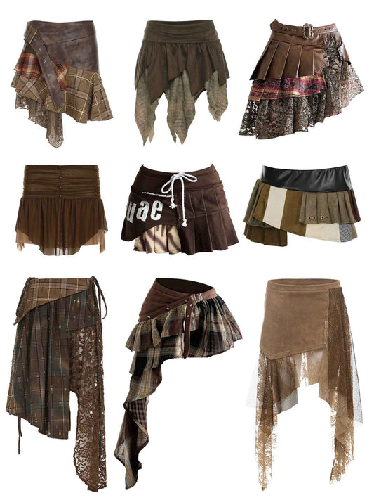 Asymmetrical High Waist A-Line Skirt