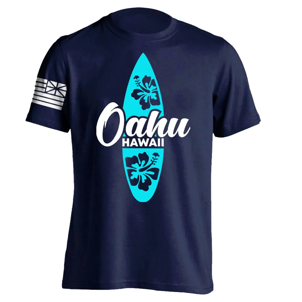 Men's Cotton Shirt OAHU HAWAII SURFING Distressed TShirt Unisex Surf Board Beach Tee Tops Summer Fashion Casual Short Sleeves - Colouronova