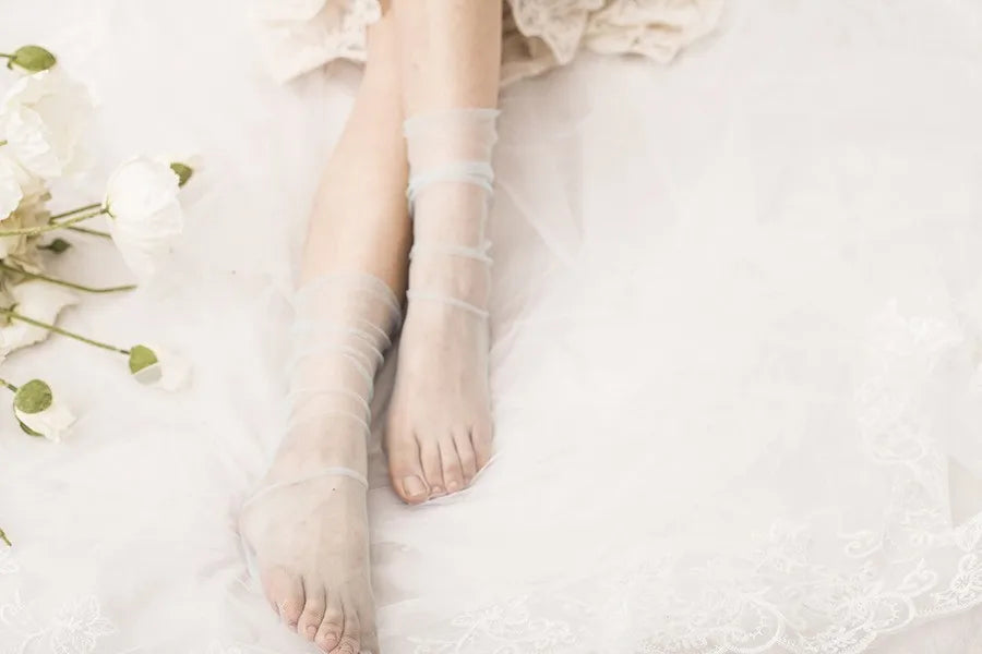 Sexy Lace Mesh Fishnet Socks Mixed Fiber Transparent Stretch Elasticity Ankle Net Yarn Thin Women Cool Socks 1pair=2pcs SLU07 - Colouronova
