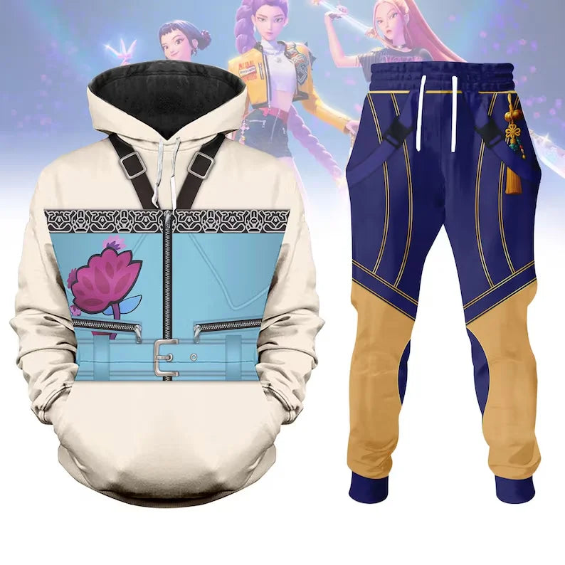 Hot KPop Demon Hunters Cosplay Hoodies Set 3D Print Men Women Anime Sweatshirt Jogger Suit Autumn/Winter jogging 2Pcs Sets - Colouronova