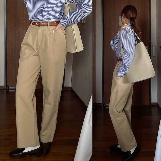 Women's High Waist Straight Leg Casual Pants