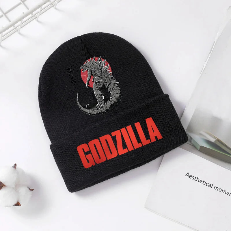 Godzilla Knitted Hat Winter Spring Cool Men Boys Kid Cap Anime Printed Brimless Bonnets Warm Comfortable Beanies Baby Party Gift - Colouronova