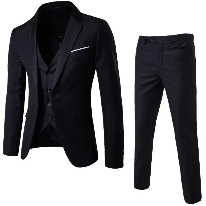 2025 All Season Business Casual Three Piece Suit for Men Groom and Groomsmen Wedding Suit - Colouronova