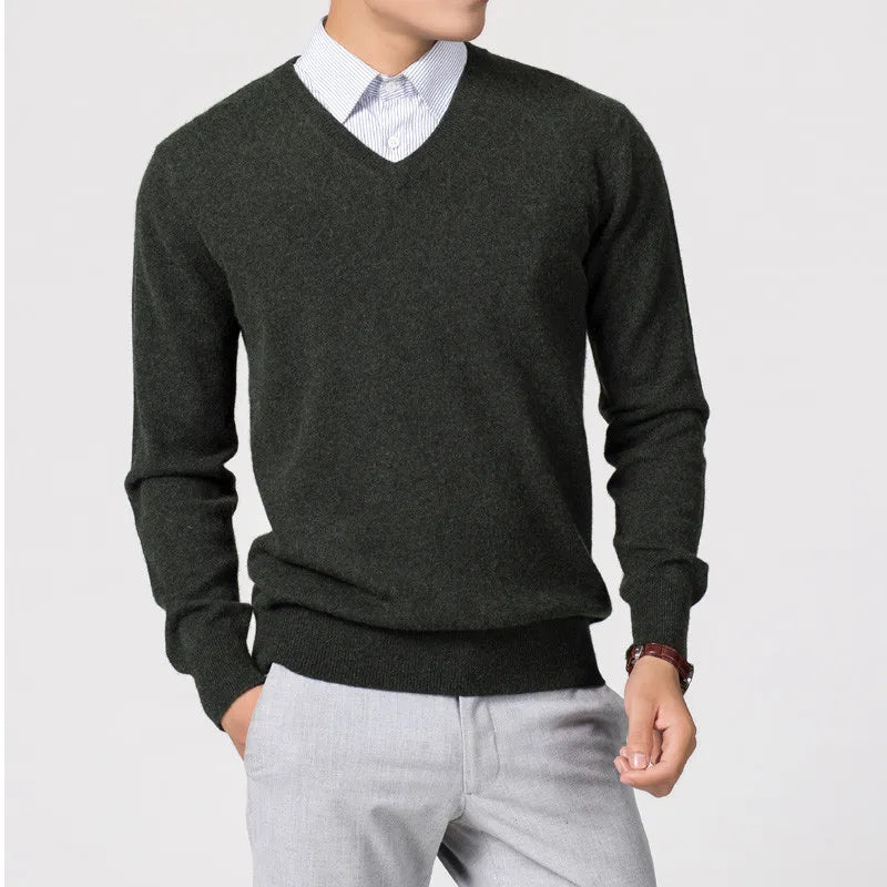 Men's Sweaters V-neck Pullovers Cashmere Knitting Hot Sale Spring Women Sweaters Wool Knitwear High Quality Jumpers Clothes - Colouronova