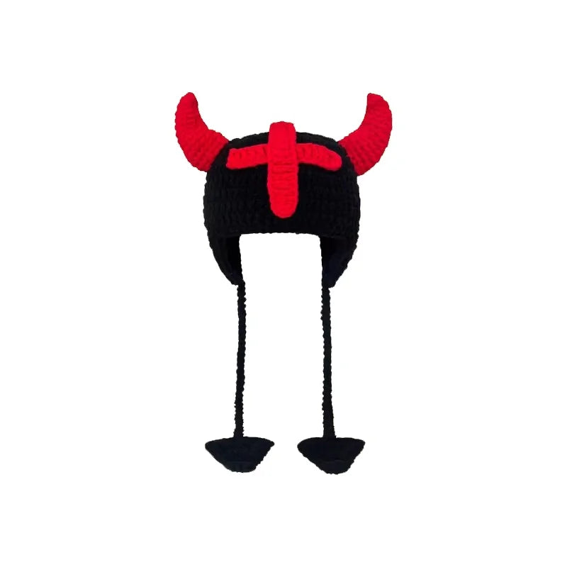 Halloween Green Monster Shrek Style Knitted Hat Funny Cartoon Beanie Cute Strawberry Head Cover Cosplay Party Props for Gifts - Colouronova