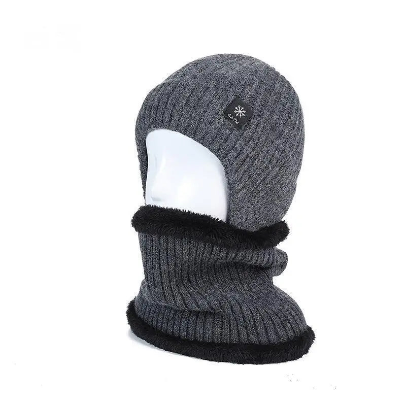 Winter hats for middle-aged and elderly men, providing warmth and protecting the ears. Men's winter wool hats. Thick winter knit - Colouronova