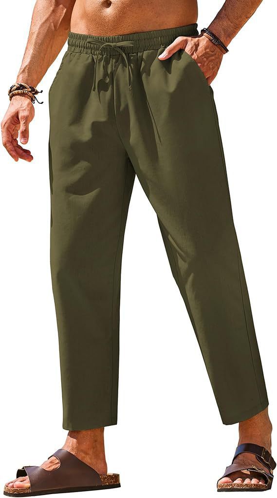 Men's Linen Drawstring Casual Pants Colouronova